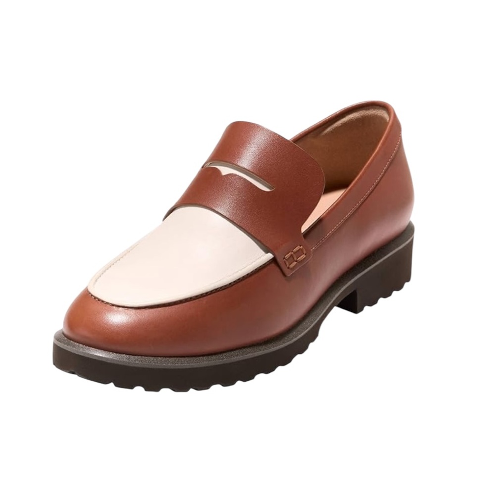 Cole Haan Gwendolyn Penny Dark Cuoio/Ivory Leather Loafers – Sz 9.5B